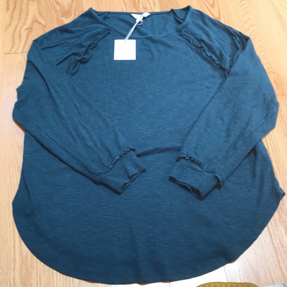 New! LC Lauren Conrad 0X mystique blue Raglan long sleeve ruffled top. - Picture 8 of 9